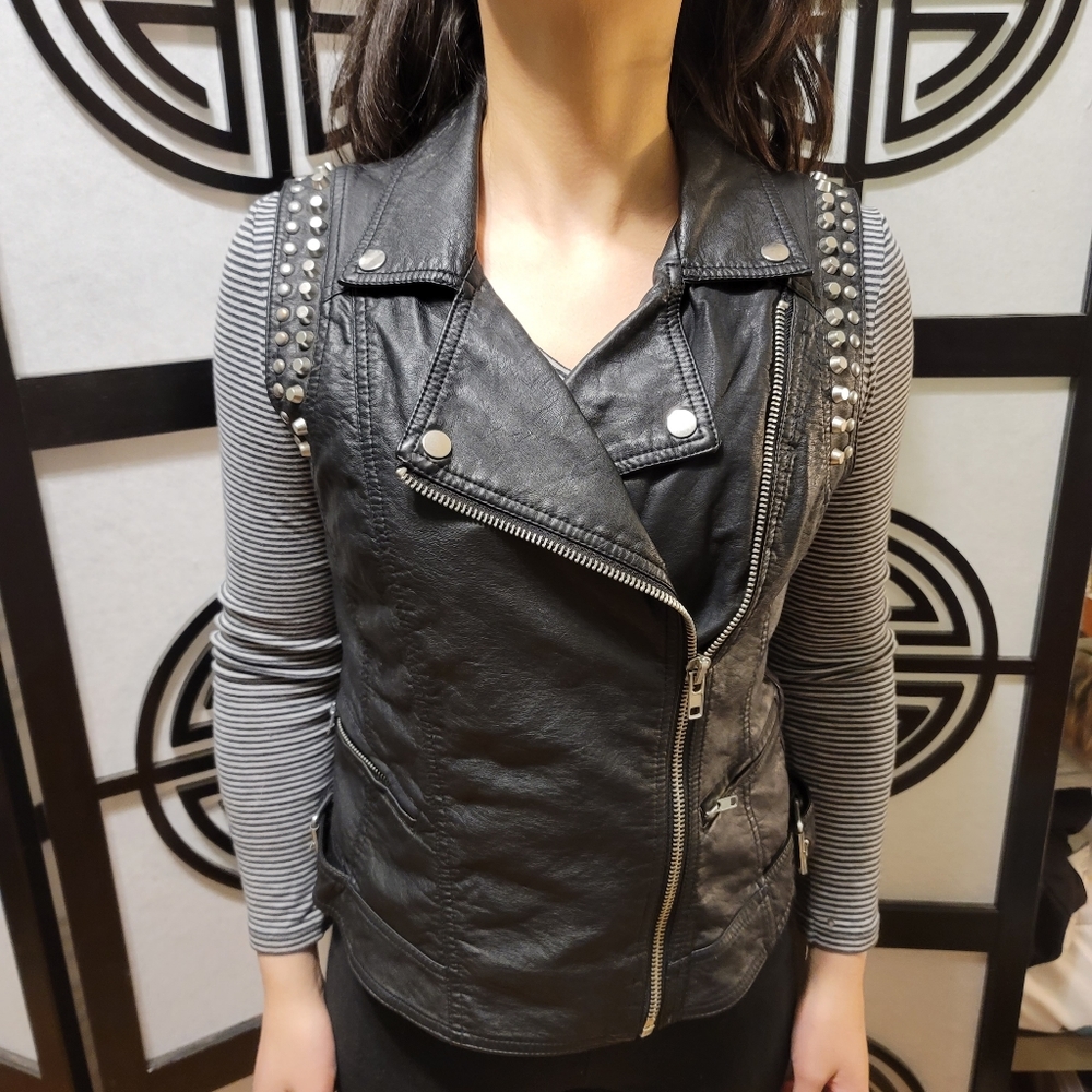 Vegan leather, asymmetrical vest